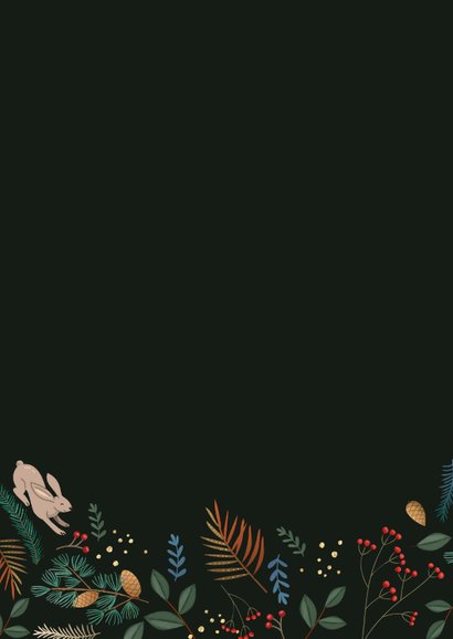 Kerstkaart takjes en bosdieren 2