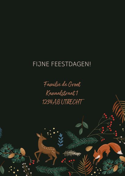 Kerstkaart takjes en bosdieren 3