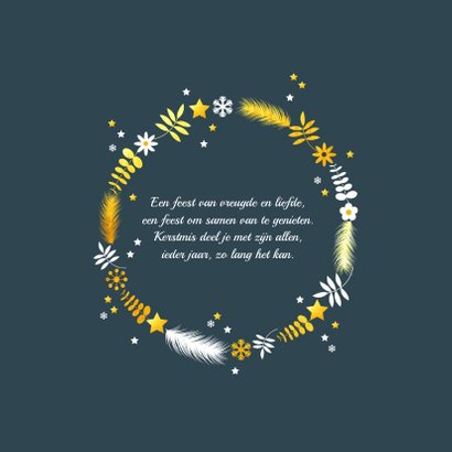 Kerstkaart takjes en sterren in cirkel 2
