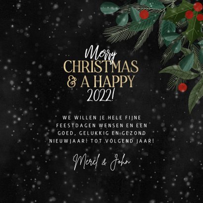 Kerstkaart takjes Merry Christmas and a happy 2022 3