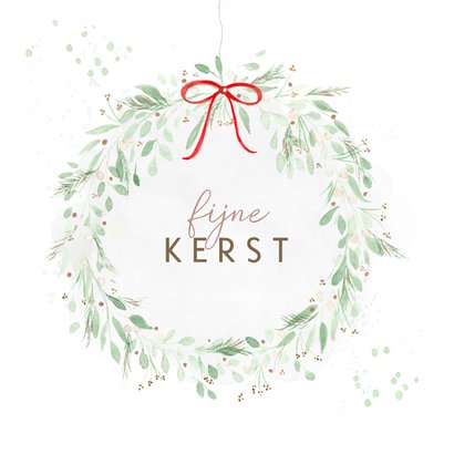 Kerstkaart - Teckel in kerstkrans 2