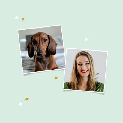 Kerstkaart teckel kerstboom sterren en foto's jaartal 2