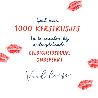 Kerstkaart (tegoedbon) met kussende Kerstman en kerstvrouw 3