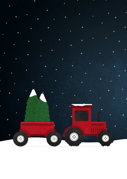 Kerstkaart tractor met foto's en sneeuw agrarisch 2