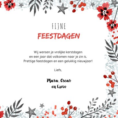 Kerstkaart trend flamingo rood winter bloemen foto 3