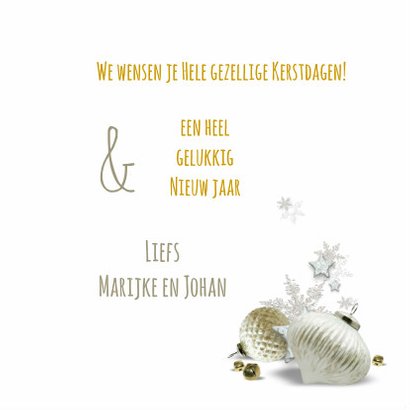 Kerstkaart trendy gold christmasballs 3