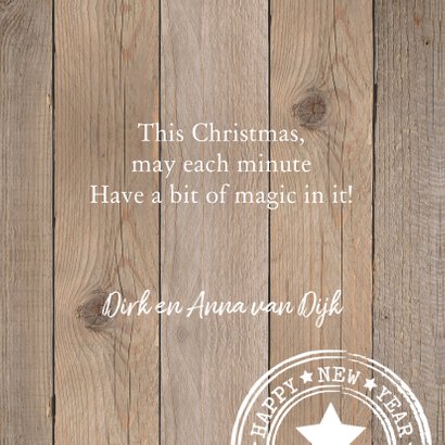 Kerstkaart typografie hartje houtlook 3