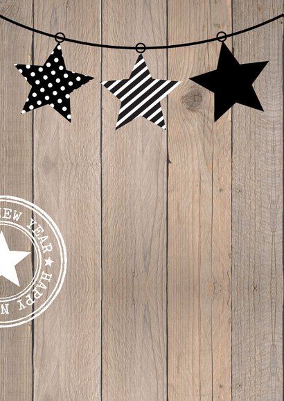 Kerstkaart typografie slinger hout 2