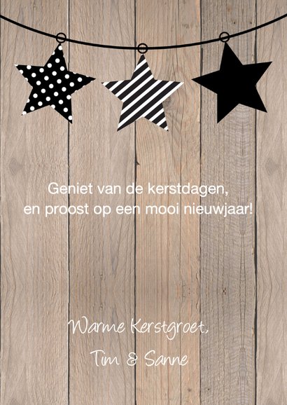 Kerstkaart typografie slinger hout 3