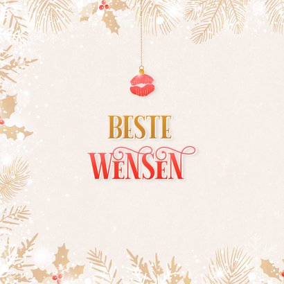 Kerstkaart typografisch kerstkus door de brievenbus 2