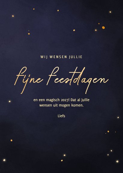 Kerstkaart uil op takje met sprankelende maan 3