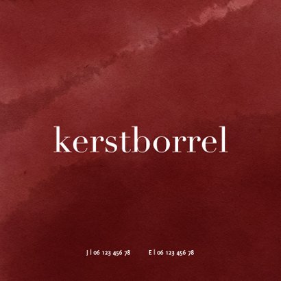 Kerstkaart uitnodiging kerstborrel bordeaux waterverf 2