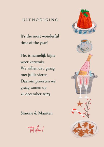 Kerstkaart uitnodiging kerstborrel kerst doodles illustratie 3