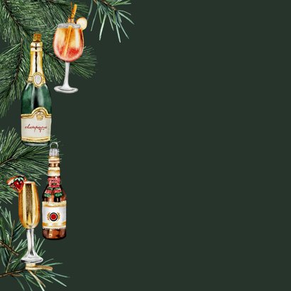 Kerstkaart uitnodiging kerstborrel ornamenten 2