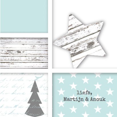 Kerstkaart vakjes sterren mint 3