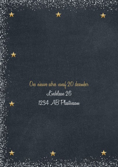 Kerstkaart verhuis Home is the heart of Xmas goud krijtbord 2