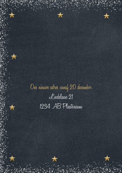 Kerstkaart verhuis Home is the heart of Xmas goud krijtbord 2