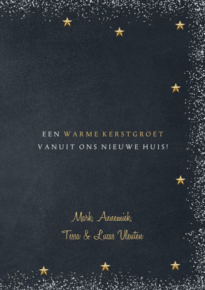 Kerstkaart verhuis Home is the heart of Xmas goud krijtbord 3