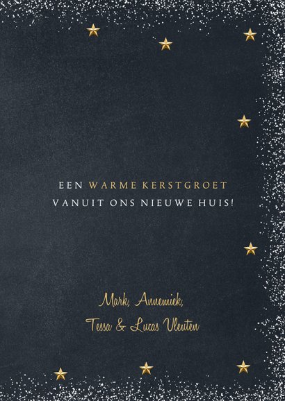 Kerstkaart verhuis Home is the heart of Xmas goud krijtbord 3