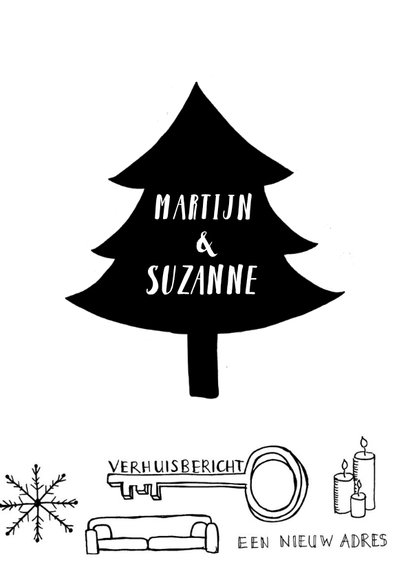 Kerstkaart verhuiskaart zwart-wit handlettering 3