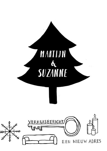 Kerstkaart verhuiskaart zwart-wit handlettering  3