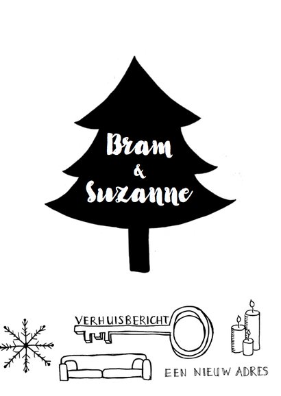 Kerstkaart verhuiskaart zwart-wit handlettering 3