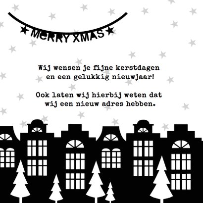 Kerstkaart verhuiskaart zwartwit slingers 2