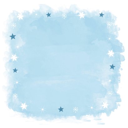Kerstkaart vierkant watercolour blauw fotocollage 2
