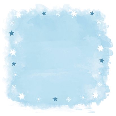 Kerstkaart vierkant watercolour blauw fotocollage 2