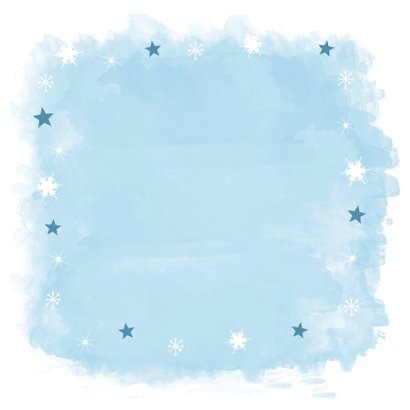 Kerstkaart vierkant watercolour blauw fotocollage Achterkant