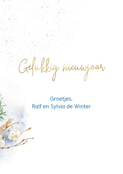 Kerstkaart vogels op kerstkrans in de winter met foto 3