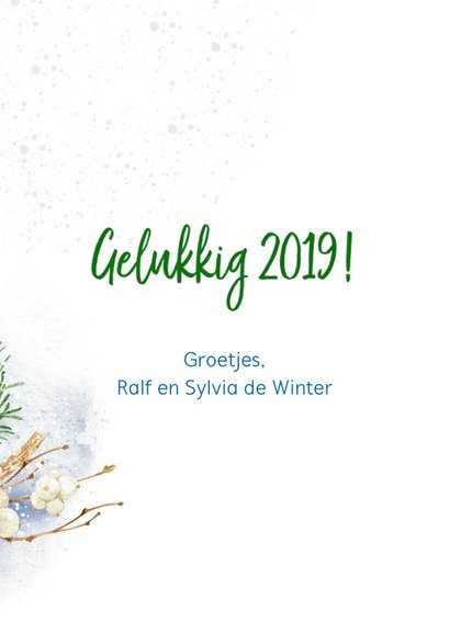 Kerstkaart vogels op kerstkrans in de winter met foto 3
