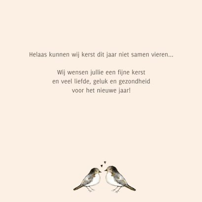 Kerstkaart vogeltjes hartjes 3