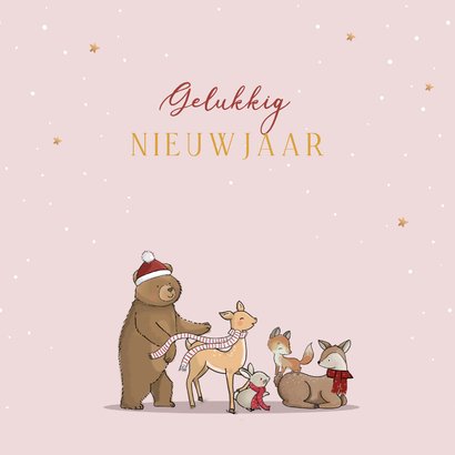 Kerstkaart Volkswagen busje met bosdieren 3