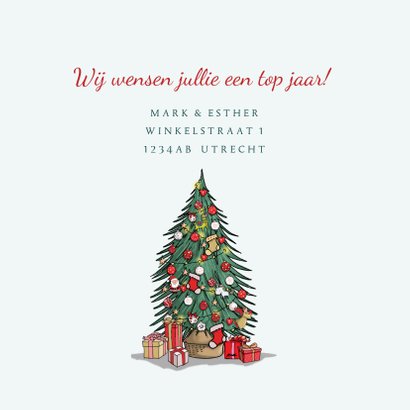 Kerstkaart volkswagenbusje met kerstboom 3