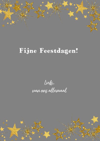 Kerstkaart vrolijk fotokader met goudkleurige sterren 3
