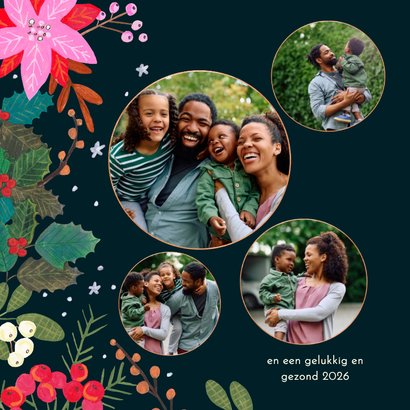 Kerstkaart vrolijke bloemen modern 2026 2