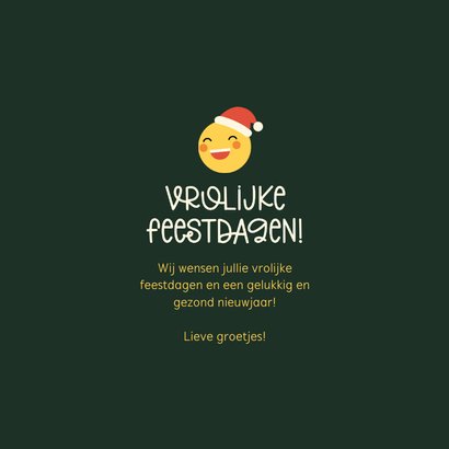 Kerstkaart vrolijke feestdagen emoji met kerstmuts 3