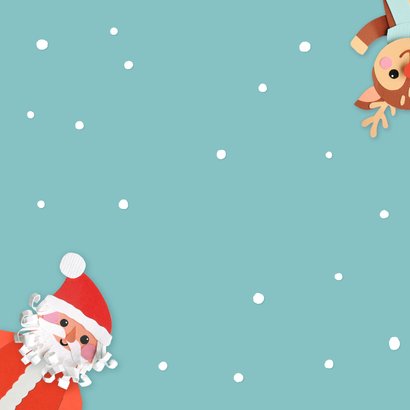 Kerstkaart vrolijke figuren en sneeuw 2