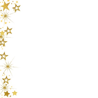 Kerstkaart vrolijke hippe fotokaart met goudkleurige sterren 2