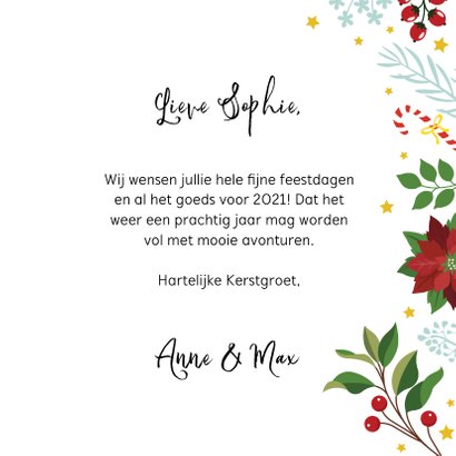 Kerstkaart vrolijke hond en kerststerren 3