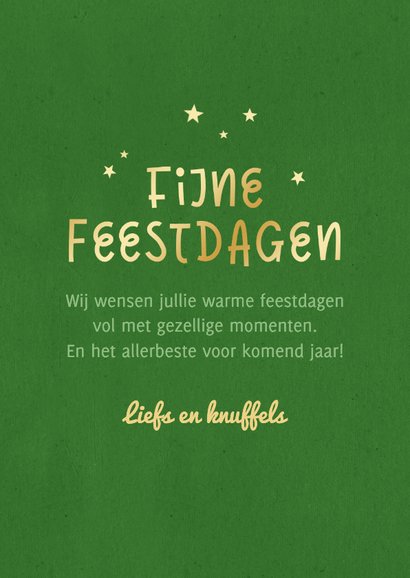 Kerstkaart vrolijke kerstkabouters gnome sterren goud 2027 3