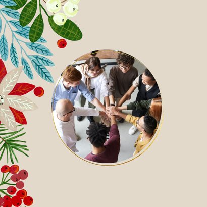 Kerstkaart vrolijke kerstroos poinsettia modern 2