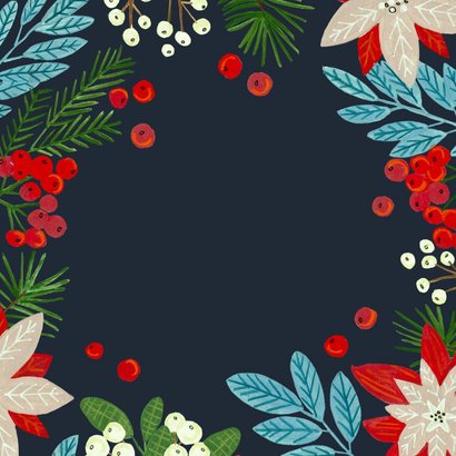 Kerstkaart vrolijke kerstroos poinsettia modern Achterkant