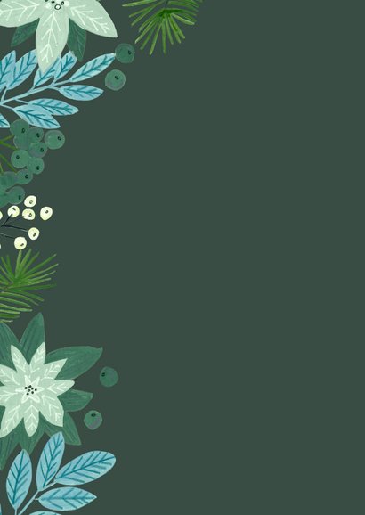 Kerstkaart vrolijke kerstroos poinsettia 2