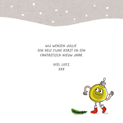 Kerstkaart wandelende kerstboom en kerstkado 3