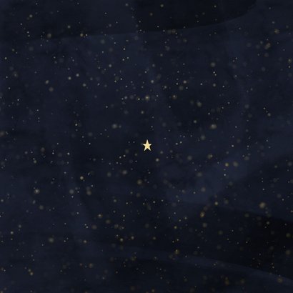 Kerstkaart warm wishes donkerblauw met goudlook details Achterkant