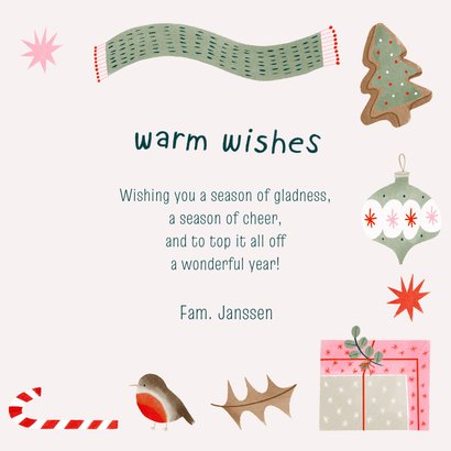 Kerstkaart warm wishes en vrolijke kerst illustraties  3