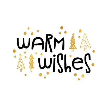Kerstkaart 'warm wishes' goudlook 2