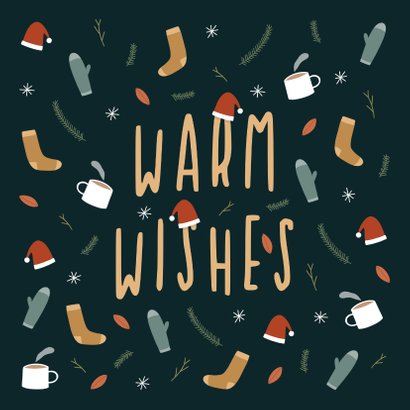 Kerstkaart Warm Wishes Met Leuke Illustraties | Kaartje2go